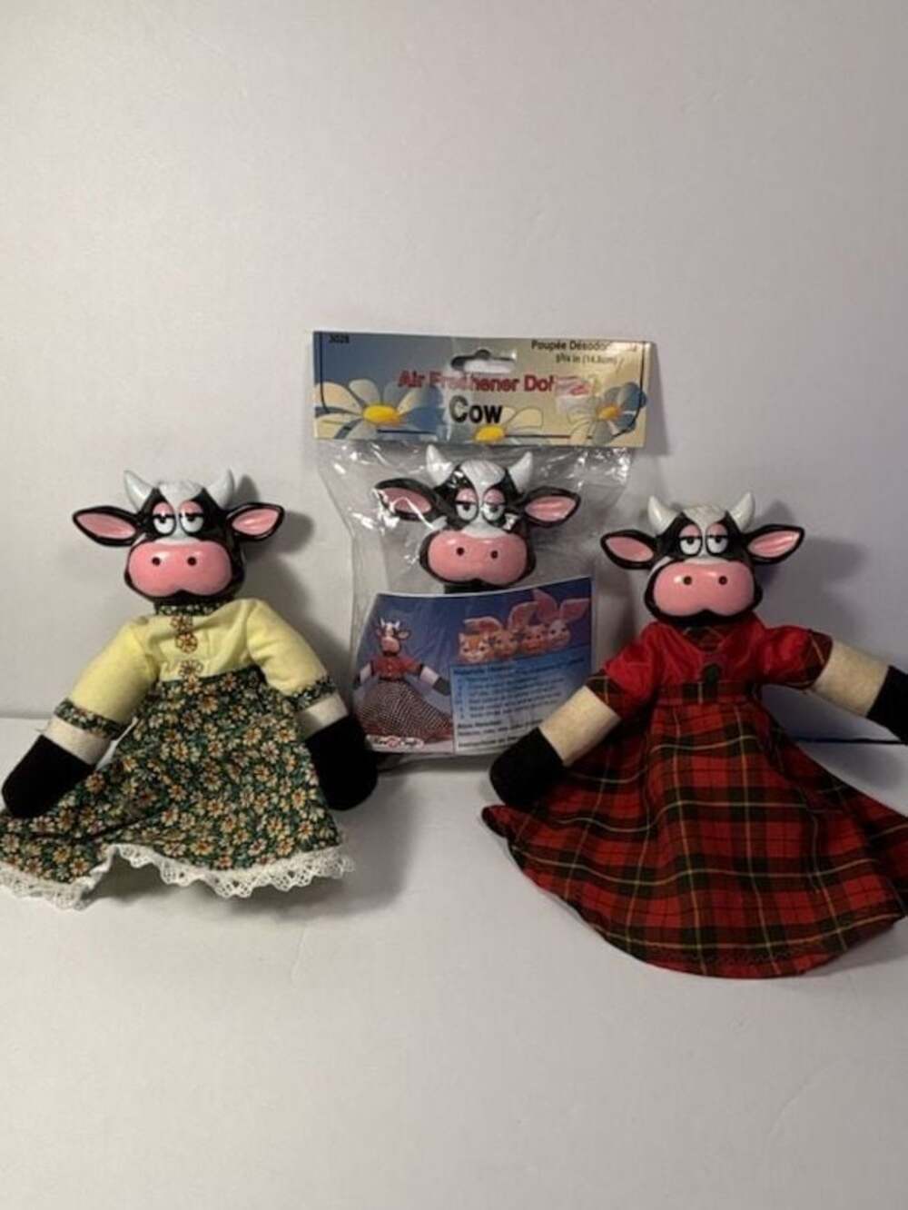 Fibre Craft Vintage 1995 Cow  Craft Dolls Lot of 3